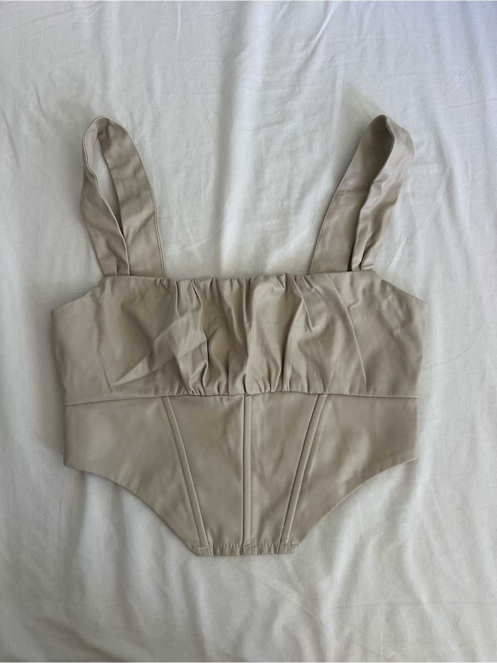La Hearts Beige Ruched Bodysuit Top for Kids